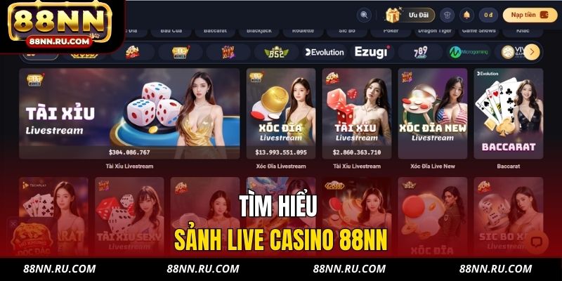 Tìm hiểu sảnh Live Casino 88NN Tìm hiểu sảnh Live Casino 88NN